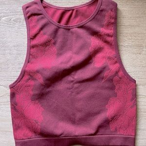 Fabletics Maroon Crop with Floral Detail